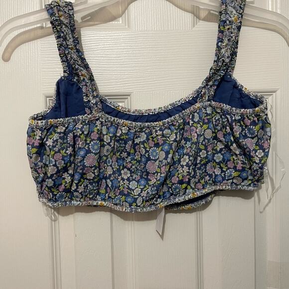 American Eagle Blue Floral Boho Pull on Crop Top size XL - Picture 5 of 5